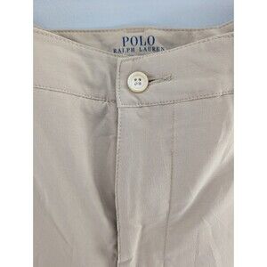 Polo Ralph Lauren Mens Khaki Shorts Sz 33 Beige Blue Pony Logo Polyester Stretch